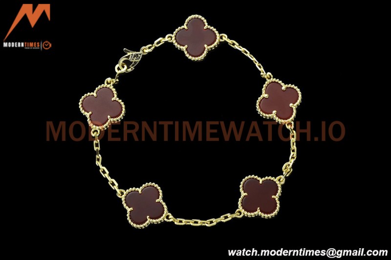 Van Cleef & Arpels 5 Motif Vintage Alhambra Malachite Gold Bracelet – 아이코닉한 레플리카