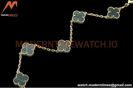 Van Cleef & Arpels 5 Motif Vintage Alhambra Malachite Gold Bracelet Gift