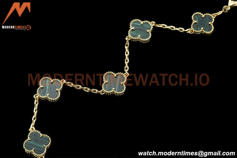 Van Cleef & Arpels 5 Motif Vintage Alhambra Malachite Gold Bracelet – 아이코닉한 레플리카