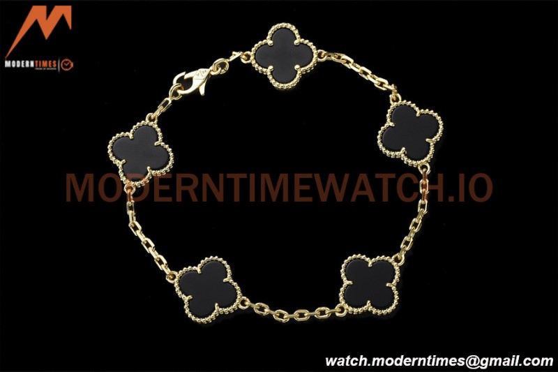 Van Cleef & Arpels 5 Motif Vintage Alhambra Malachite Gold Bracelet – 아이코닉한 레플리카