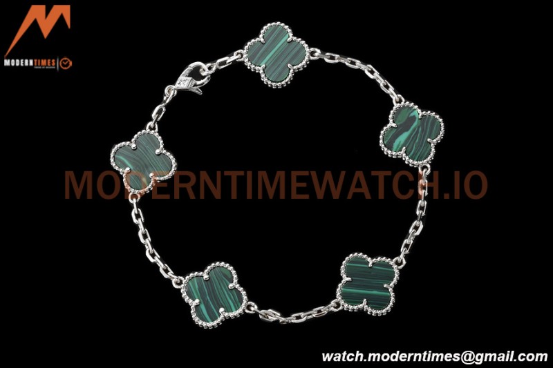 Van Cleef & Arpels 5 Motif Vintage Alhambra Malachite Silver Bracelet – 아이코닉한 레플리카