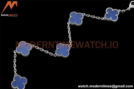 Van Cleef & Arpels 5 Motif Vintage Alhambra Malachite Silver Bracelet