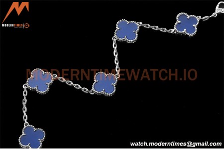 Van Cleef & Arpels 5 Motif Vintage Alhambra Malachite Silver Bracelet Gift