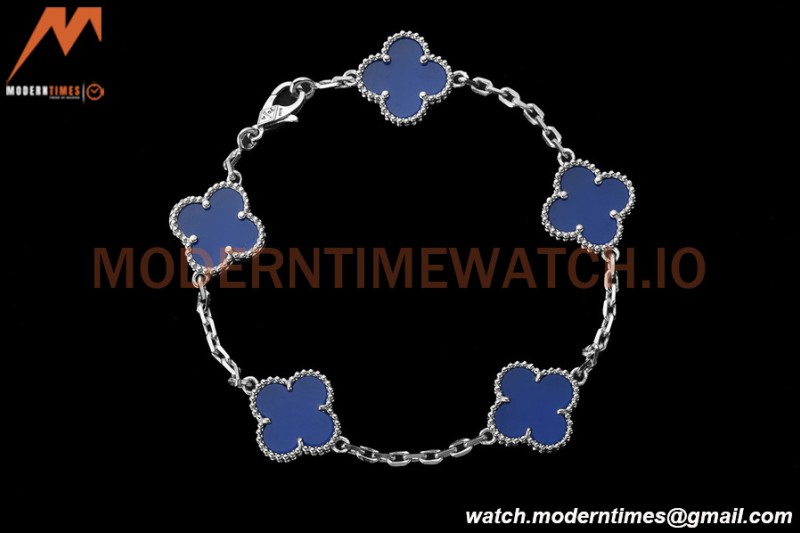 Van Cleef & Arpels 5 Motif Vintage Alhambra Malachite Silver Bracelet – 아이코닉한 레플리카