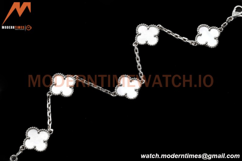 Van Cleef & Arpels 5 Motif Vintage Alhambra Malachite Silver Bracelet – 아이코닉한 레플리카