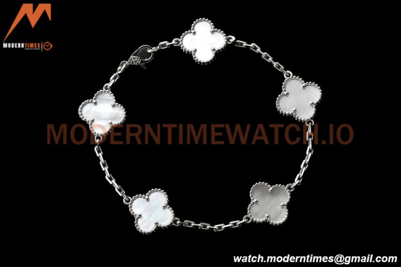 Van Cleef & Arpels 5 Motif Vintage Alhambra Malachite Silver Bracelet – 아이코닉한 레플리카