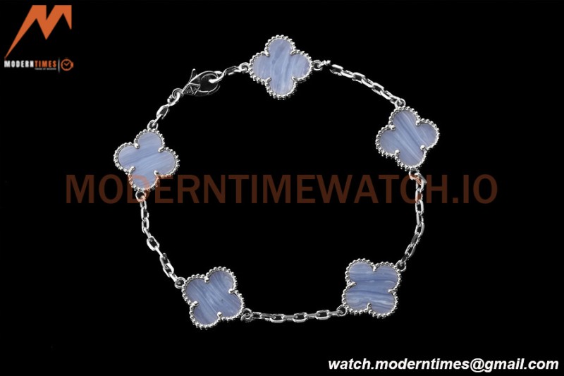 Van Cleef & Arpels 5 Motif Vintage Alhambra Malachite Silver Bracelet – 아이코닉한 레플리카