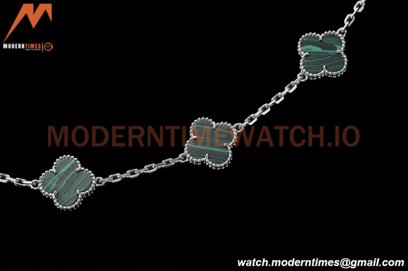 Van Cleef & Arpels 5 Motif Vintage Alhambra Malachite Silver Bracelet – 아이코닉한 레플리카