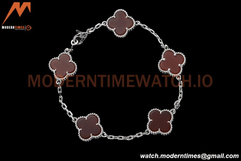 Van Cleef & Arpels 5 Motif Vintage Alhambra Malachite Silver Bracelet – 아이코닉한 레플리카