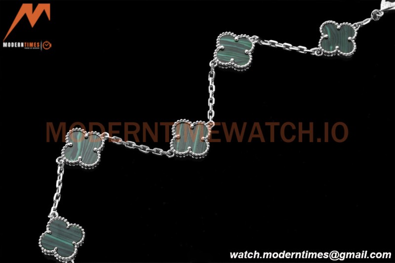 Van Cleef & Arpels 5 Motif Vintage Alhambra Malachite Silver Bracelet – 아이코닉한 레플리카
