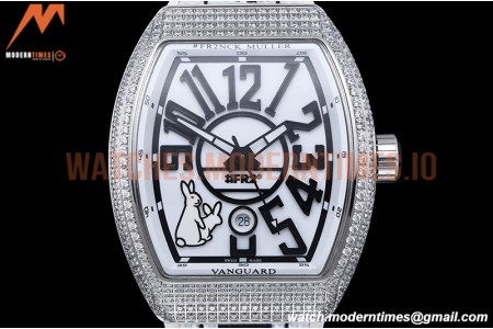 Franck Muller - Vanguard Mens FR2 Dia SS/RU Wht/Num ABF A2824