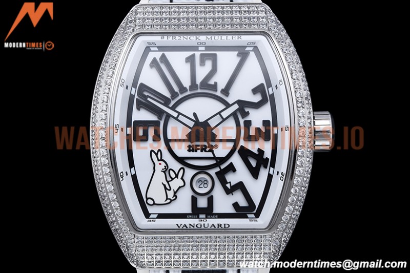 Franck Muller - Vanguard Mens FR2 Dia SS/RU Wht/Num ABF A2824