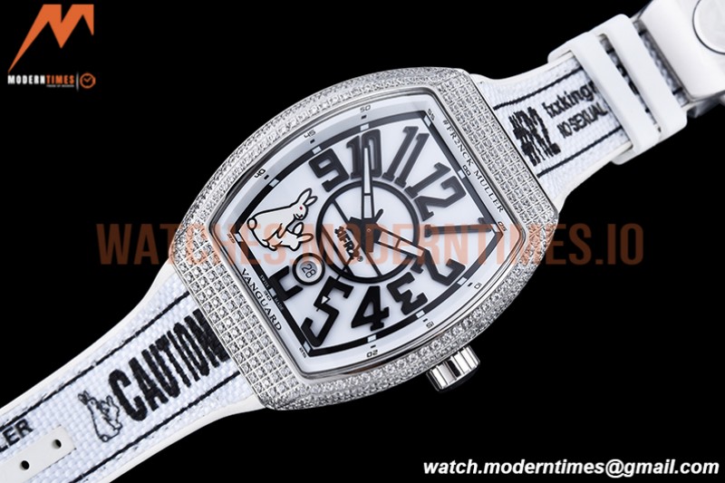 Franck Muller - Vanguard Mens FR2 Dia SS/RU Wht/Num ABF A2824