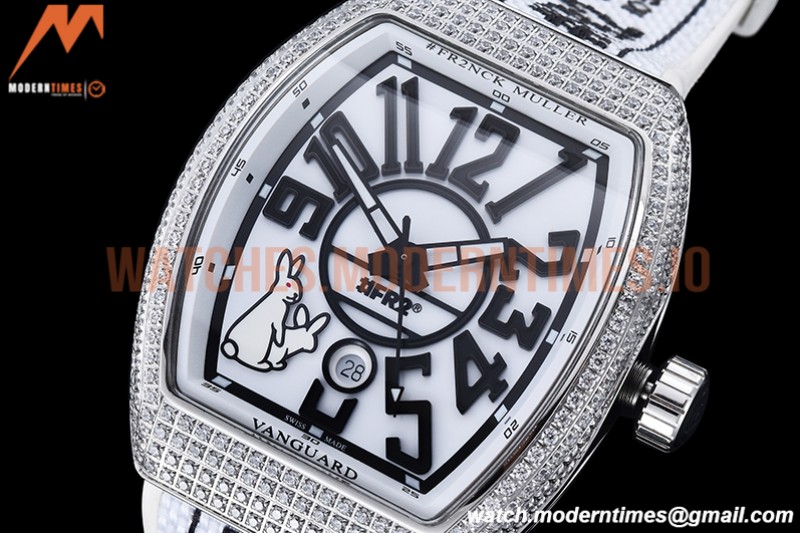 Franck Muller - Vanguard Mens FR2 Dia SS/RU Wht/Num ABF A2824