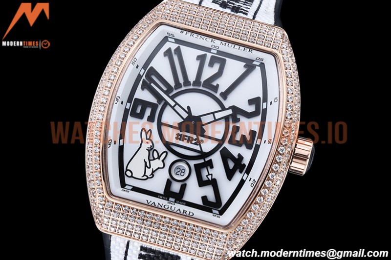 Franck Muller - Vanguard Mens FR2 Dia RG/RU Wht/Num ABF A2824