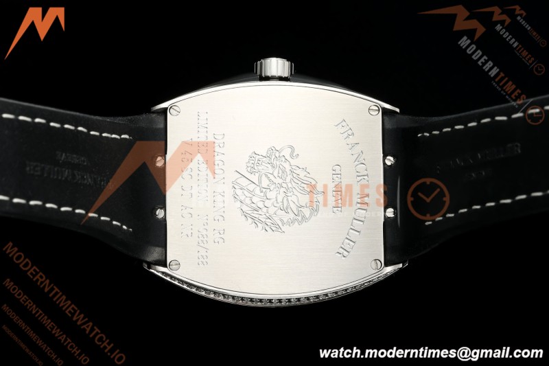 Franck Muller - Vanguard Yachting V45 Silver Dragon King Full Diamond Blk/Dia Black Nylon Strap ABF A2824