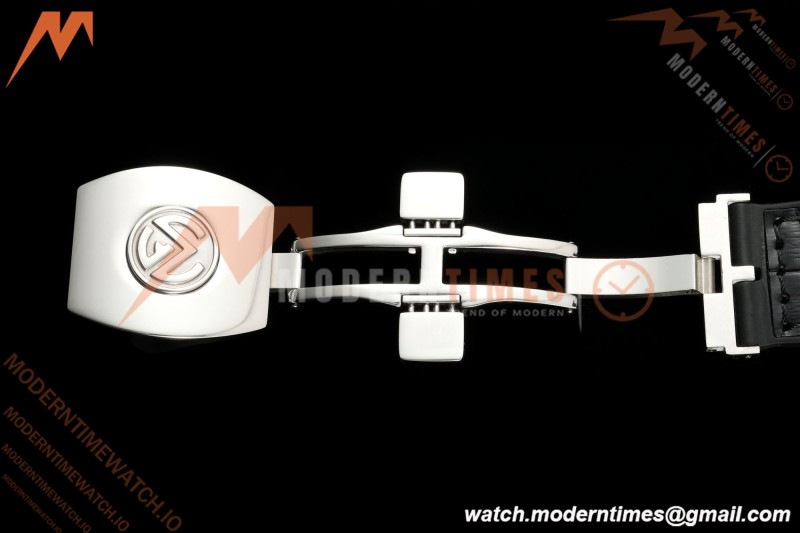 Franck Muller - Vanguard Yachting V45 Silver Dragon King Full Diamond Grn/Dia Black Leather Strap ABF A2824