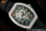 Franck Muller - Vanguard Yachting V45 Silver Dragon King Full Diamond Grn/Dia Black Leather Strap ABF A2824