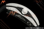 Franck Muller - Vanguard Yachting V45 Silver Dragon King Full Diamond Grn/Dia Black Leather Strap ABF A2824