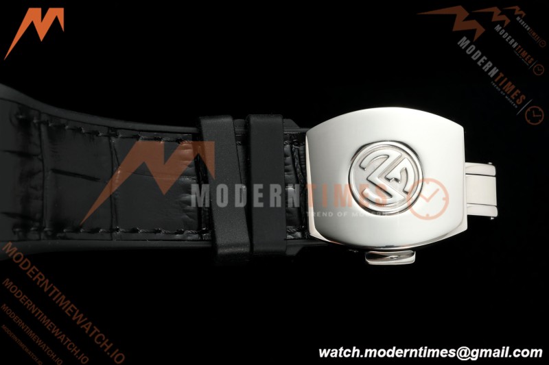 Franck Muller - Vanguard Yachting V45 Silver Dragon King Full Diamond Grn/Dia Black Leather Strap ABF A2824