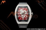 Franck Muller - Vanguard Yachting V45 Silver Dragon King Full Diamond Red/Dia Black Leather Strap ABF A2824