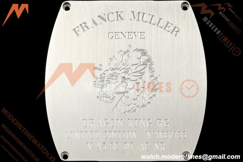 Franck Muller - Vanguard Yachting V45 Silver Dragon King Full Diamond Red/Dia Black Leather Strap ABF A2824