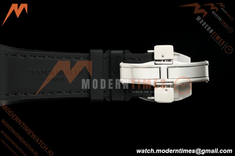 Franck Muller - Vanguard Yachting V45 Silver Dragon King Full Diamond Red/Dia Black Leather Strap ABF A2824