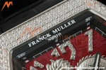 Franck Muller - Vanguard Yachting V45 Silver Dragon King Full Diamond Red/Dia Black Leather Strap ABF A2824