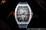 Franck Muller - Vanguard Yachting V45 Silver Dragon King Full Diamond Blu/Dia Blue Nylon Strap ABF A2824 | 프랭크 뮬러 - 뱅가드 요팅 V45 실버 드래곤 킹 풀 다이아몬드 블루/다이아몬드 블루 나일론 스트랩 ABF A2824