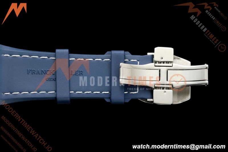 Franck Muller - Vanguard Yachting V45 Silver Dragon King Full Diamond Blu/Dia Blue Nylon Strap ABF A2824 | 프랭크 뮬러 - 뱅가드 요팅 V45 실버 드래곤 킹 풀 다이아몬드 블루/다이아몬드 블루 나일론 스트랩 ABF A2824
