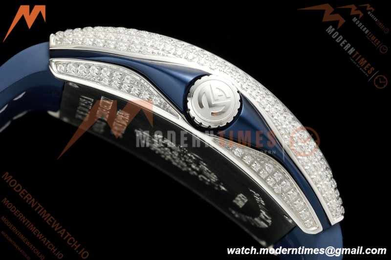 Franck Muller - Vanguard Yachting V45 Silver Dragon King Full Diamond Blu/Dia Blue Nylon Strap ABF A2824 | 프랭크 뮬러 - 뱅가드 요팅 V45 실버 드래곤 킹 풀 다이아몬드 블루/다이아몬드 블루 나일론 스트랩 ABF A2824