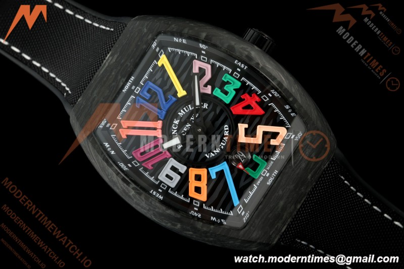 Franck Muller - Vanguard V45 Carbon Color Dream CAB/NY Blk/Wht Nylon Strap ABF A2824