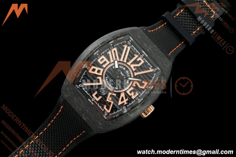 Franck Muller - Vanguard V45 Carbon RG Markers CAB/NY Blk/Wht Nylon Strap ABF A2824