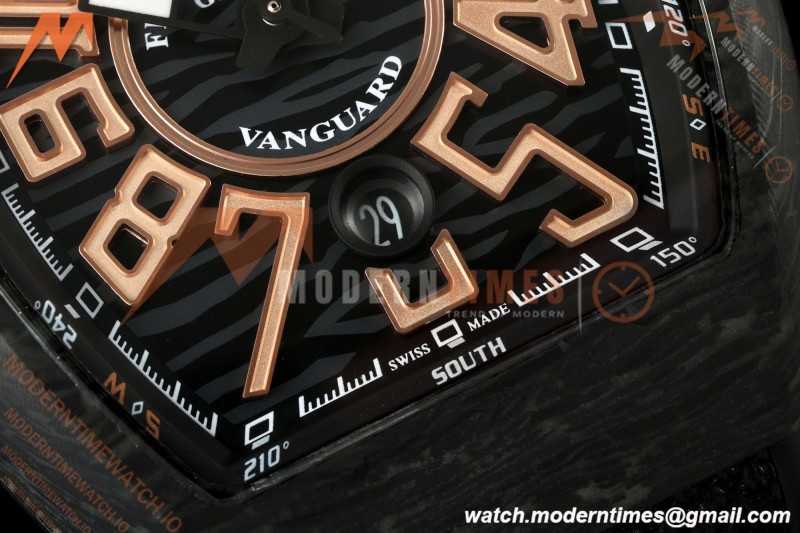 Franck Muller - Vanguard V45 Carbon RG Markers CAB/NY Blk/Wht Nylon Strap ABF A2824