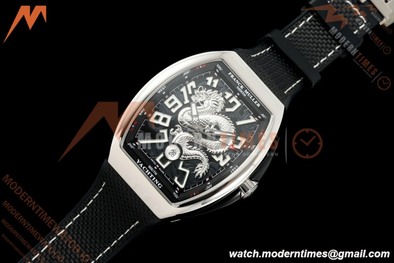 Franck Muller - Vanguard Yachting V45 Silver Dragon King Blk/Num Black Nylon Strap ABF A2824 | 프랭크 뮬러 - 뱅가드 요팅 V45 실버 드래곤 킹 블랙/넘버 블랙 나일론 스트랩 ABF A2824
