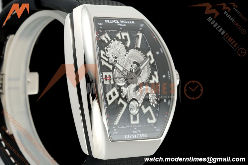 Franck Muller - Vanguard Yachting V45 Silver Dragon King Blk/Num Black Nylon Strap ABF A2824 | 프랭크 뮬러 - 뱅가드 요팅 V45 실버 드래곤 킹 블랙/넘버 블랙 나일론 스트랩 ABF A2824