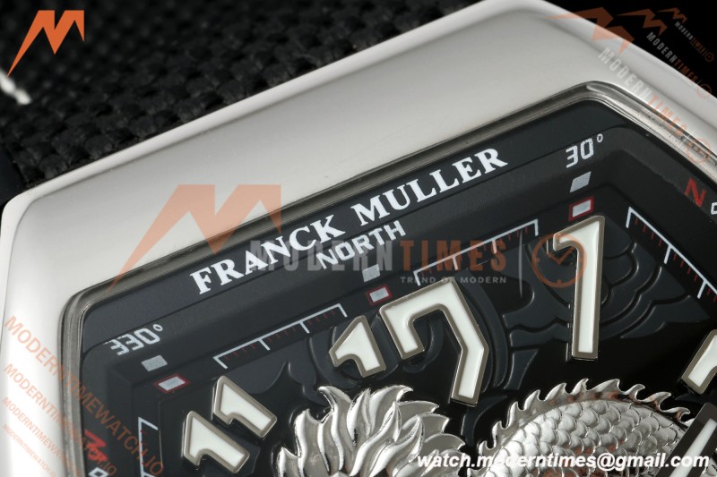 Franck Muller - Vanguard Yachting V45 Silver Dragon King Blk/Num Black Nylon Strap ABF A2824 | 프랭크 뮬러 - 뱅가드 요팅 V45 실버 드래곤 킹 블랙/넘버 블랙 나일론 스트랩 ABF A2824