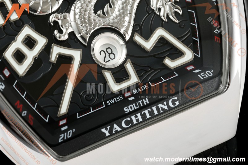 Franck Muller - Vanguard Yachting V45 Silver Dragon King Blk/Num Black Nylon Strap ABF A2824 | 프랭크 뮬러 - 뱅가드 요팅 V45 실버 드래곤 킹 블랙/넘버 블랙 나일론 스트랩 ABF A2824