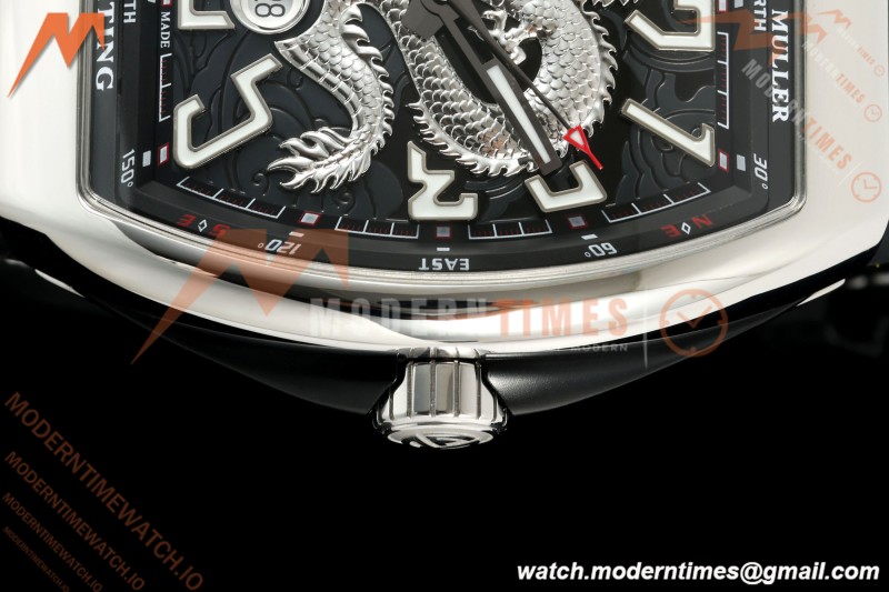 Franck Muller - Vanguard Yachting V45 Silver Dragon King Blk/Num Black Nylon Strap ABF A2824 | 프랭크 뮬러 - 뱅가드 요팅 V45 실버 드래곤 킹 블랙/넘버 블랙 나일론 스트랩 ABF A2824