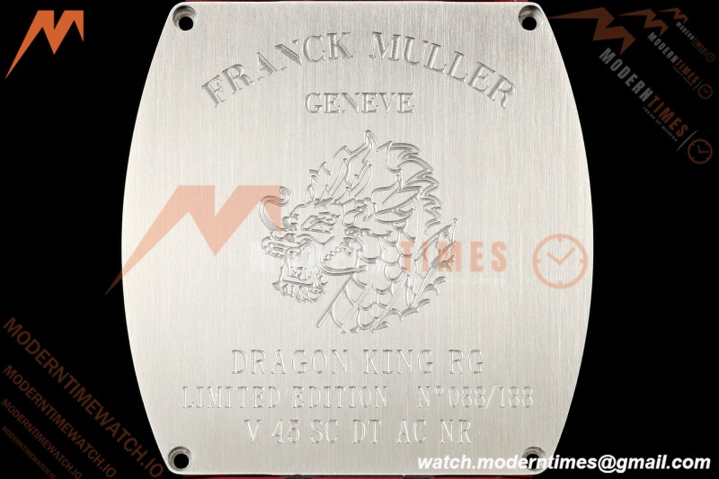 Franck Muller - Vanguard Yachting V45 Silver Dragon King Red/Num Red Leather Strap ABF A2824
