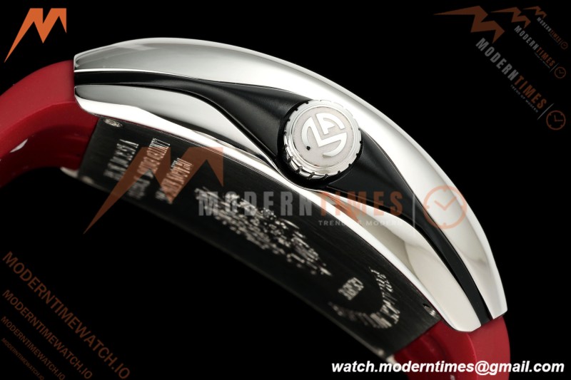 Franck Muller - Vanguard Yachting V45 Silver Dragon King Red/Num Red Leather Strap ABF A2824