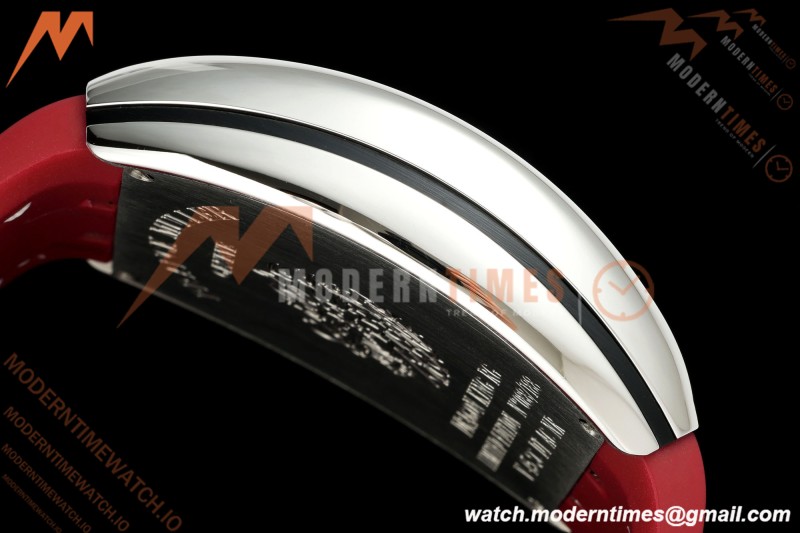 Franck Muller - Vanguard Yachting V45 Silver Dragon King Red/Num Red Leather Strap ABF A2824