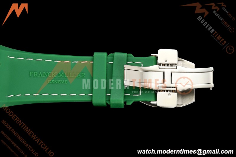 Franck Muller - Vanguard Yachting V45 Silver Dragon King Grn/Num Green Leather Strap ABF A2824