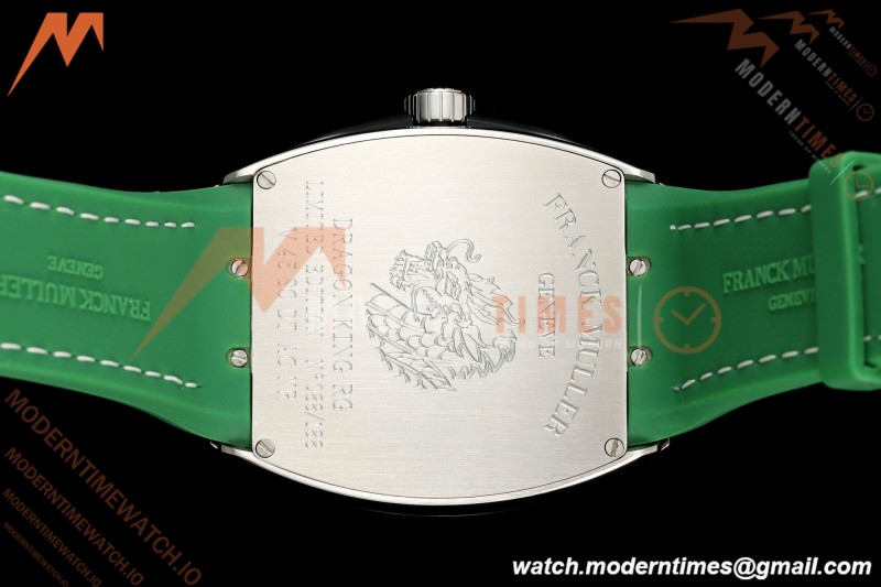 Franck Muller - Vanguard Yachting V45 Silver Dragon King Grn/Num Green Leather Strap ABF A2824