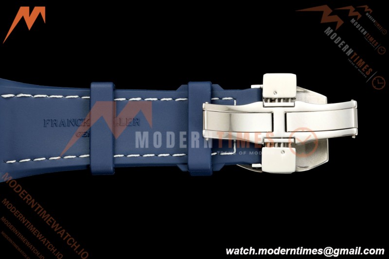 Franck Muller - Vanguard Yachting V45 Silver Dragon King Blu/Num Blue Leather Strap ABF A2824 | 프랭크 뮬러 - 뱅가드 요팅 V45 실버 드래곤 킹 블루/넘 블루 가죽 스트랩 ABF A2824