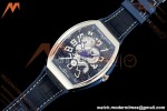 Franck Muller - Vanguard Yachting V45 Silver Dragon King Blu/Num Blue Leather Strap ABF A2824 | 프랭크 뮬러 - 뱅가드 요팅 V45 실버 드래곤 킹 블루/넘 블루 가죽 스트랩 ABF A2824
