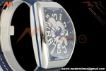 Franck Muller - Vanguard Yachting V45 Silver Dragon King Blu/Num Blue Leather Strap ABF A2824 | 프랭크 뮬러 - 뱅가드 요팅 V45 실버 드래곤 킹 블루/넘 블루 가죽 스트랩 ABF A2824