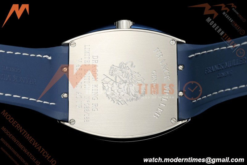 Franck Muller - Vanguard Yachting V45 Silver Dragon King Blu/Num Blue Leather Strap ABF A2824 | 프랭크 뮬러 - 뱅가드 요팅 V45 실버 드래곤 킹 블루/넘 블루 가죽 스트랩 ABF A2824