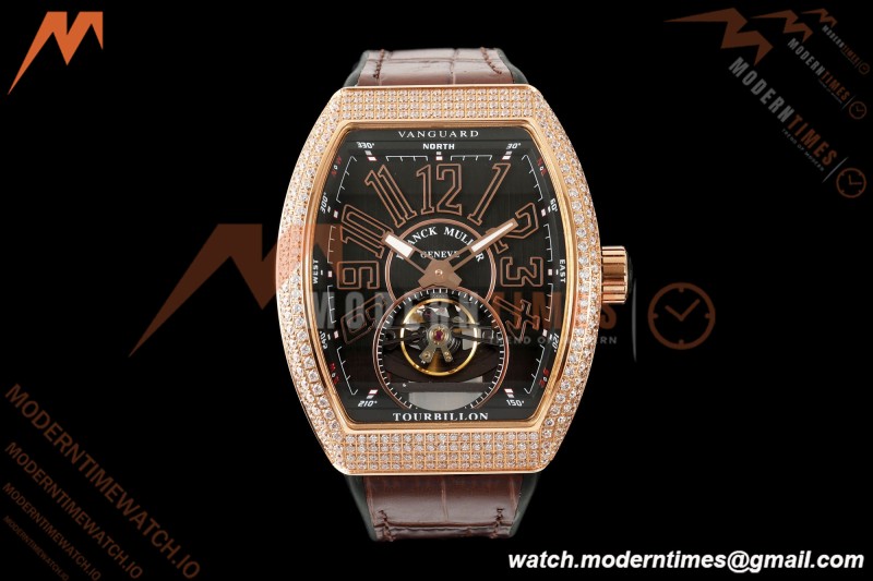 Franck Muller - Vanguard Men's Collection V45 Dia RG/LE Black Dial ABF A23J
