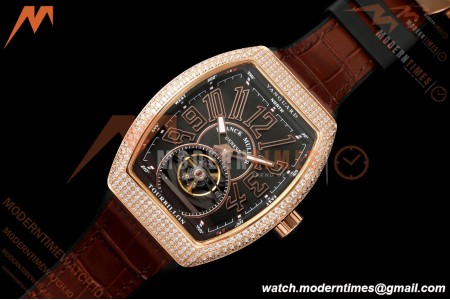 Franck Muller - Vanguard Men's Collection V45 Dia RG/LE Black Dial ABF A23J